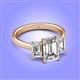 4 - Aletta IGI Certified 9x6 mm Emerald Cut Lab Grown Diamond Three Stone Engagement Ring 