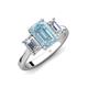 5 - Aletta 9x7 mm Emerald Cut Aquamarine and Lab Grown Diamond Three Stone Engagement Ring 