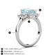 6 - Aletta 9x7 mm Emerald Cut Aquamarine and Lab Grown Diamond Three Stone Engagement Ring 