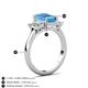 6 - Aletta 9x7 mm Emerald Cut Blue Topaz and Lab Grown Diamond Three Stone Engagement Ring 