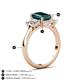 6 - Aletta 9x7 mm Emerald Cut London Blue Topaz and Lab Grown Diamond Three Stone Engagement Ring 