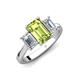 5 - Aletta 9x7 mm Emerald Cut Peridot and Lab Grown Diamond Three Stone Engagement Ring 