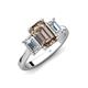 5 - Aletta 9x7 mm Emerald Cut Smoky Quartz and Lab Grown Diamond Three Stone Engagement Ring 