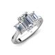 4 - Aletta 9x7 mm Emerald Cut Moissanite and Lab Grown Diamond Three Stone Engagement Ring 