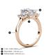 6 - Aletta 9x7 mm Emerald Cut Moissanite and Lab Grown Diamond Three Stone Engagement Ring 