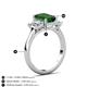 6 - Aletta 9x7 mm Emerald Cut Lab Created Emerald and Lab Grown Diamond Three Stone Engagement Ring 