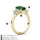 6 - Aletta 9x7 mm Emerald Cut Lab Created Emerald and Lab Grown Diamond Three Stone Engagement Ring 
