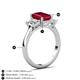 6 - Aletta 9x7 mm Emerald Cut Lab Created Ruby and Lab Grown Diamond Three Stone Engagement Ring 