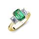 5 - Aletta 9x7 mm Emerald Cut Lab Created Alexandrite and Lab Grown Diamond Three Stone Engagement Ring 