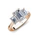 5 - Aletta IGI Certified 9x6 mm Emerald Cut Lab Grown Diamond Three Stone Engagement Ring 