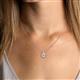 4 - Viola Iris 0.54 ctw Pear Cut and Baguette Diamond Milgrain Halo Pendant Necklace with Diamond Stations 