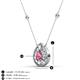 3 - Viola Iris 0.59 ctw Pear Cut Pink Tourmaline and Baguette Diamond Milgrain Halo Pendant Necklace with Diamond Stations 