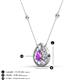 3 - Viola Iris 0.56 ctw Pear Cut Amethyst and Baguette Diamond Milgrain Halo Pendant Necklace with Diamond Stations 