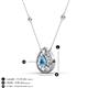 3 - Viola Iris 0.59 ctw Pear Cut Blue Topaz and Baguette Diamond Milgrain Halo Pendant Necklace with Diamond Stations 