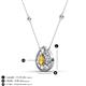 3 - Viola Iris 0.56 ctw Pear Cut Citrine and Baguette Diamond Milgrain Halo Pendant Necklace with Diamond Stations 