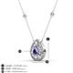 3 - Viola Iris 0.54 ctw Pear Cut Iolite and Baguette Diamond Milgrain Halo Pendant Necklace with Diamond Stations 