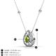 3 - Viola Iris 0.59 ctw Pear Cut Peridot and Baguette Diamond Milgrain Halo Pendant Necklace with Diamond Stations 