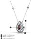 3 - Viola Iris 0.64 ctw Pear Cut Red Garnet and Baguette Diamond Milgrain Halo Pendant Necklace with Diamond Stations 