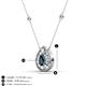 3 - Viola Iris 0.59 ctw Pear Cut London Blue Topaz and Baguette Diamond Milgrain Halo Pendant Necklace with Diamond Stations 