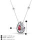 3 - Viola Iris 0.60 ctw Pear Cut Ruby and Baguette Diamond Milgrain Halo Pendant Necklace with Diamond Stations 
