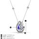 3 - Viola Iris 0.59 ctw Pear Cut Tanzanite and Baguette Diamond Milgrain Halo Pendant Necklace with Diamond Stations 