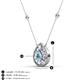 3 - Viola Iris 0.54 ctw Pear Cut Aquamarine and Baguette Diamond Milgrain Halo Pendant Necklace with Diamond Stations 