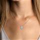 4 - Viola Iris 0.54 ctw Pear Cut Aquamarine and Baguette Diamond Milgrain Halo Pendant Necklace with Diamond Stations 