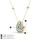 3 - Viola Iris 0.54 ctw Pear Cut Aquamarine and Baguette Diamond Milgrain Halo Pendant Necklace with Diamond Stations 