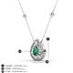 3 - Viola Iris 0.54 ctw Pear Cut Emerald and Baguette Diamond Milgrain Halo Pendant Necklace with Diamond Stations 