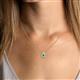 4 - Viola Iris 0.54 ctw Pear Cut Emerald and Baguette Diamond Milgrain Halo Pendant Necklace with Diamond Stations 