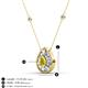 3 - Viola Iris 0.64 ctw Pear Cut Yellow Sapphire and Baguette Diamond Milgrain Halo Pendant Necklace with Diamond Stations 