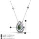 3 - Viola Iris 0.59 ctw Pear Cut Lab Created Alexandrite and Baguette Diamond Milgrain Halo Pendant Necklace with Diamond Stations 