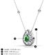 3 - Viola Iris Pear Cut Green Garnet and Baguette Diamond Milgrain Halo Pendant Necklace with Diamond Stations 