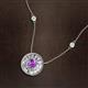 2 - Lillac Iris 0.65 ctw Round Amethyst and Baguette Diamond Milgrain Halo Pendant Necklace with Diamond Stations 