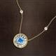 2 - Lillac Iris 0.50 ctw Round Blue Topaz and Baguette Diamond Milgrain Halo Pendant Necklace with Diamond Stations 