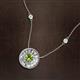 2 - Lillac Iris 0.50 ctw Round Peridot and Baguette Diamond Milgrain Halo Pendant Necklace with Diamond Stations 