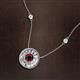 2 - Lillac Iris 0.50 ctw Round Red Garnet and Baguette Diamond Milgrain Halo Pendant Necklace with Diamond Stations 