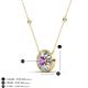 3 - Lillac Iris 0.65 ctw Round Amethyst and Baguette Diamond Milgrain Halo Pendant Necklace with Diamond Stations 
