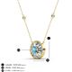 3 - Lillac Iris 0.50 ctw Round Blue Topaz and Baguette Diamond Milgrain Halo Pendant Necklace with Diamond Stations 