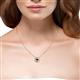 4 - Lillac Iris 0.50 ctw Round Red Garnet and Baguette Diamond Milgrain Halo Pendant Necklace with Diamond Stations 