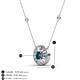 3 - Lillac Iris 0.50 ctw Round London Blue Topaz and Baguette Diamond Milgrain Halo Pendant Necklace with Diamond Stations 