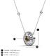3 - Lillac Iris 0.50 ctw Round Smoky Quartz and Baguette Diamond Milgrain Halo Pendant Necklace with Diamond Stations 