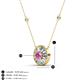 3 - Lillac Iris 0.50 ctw Round Pink Sapphire and Baguette Diamond Milgrain Halo Pendant Necklace with Diamond Stations 