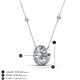 3 - Lillac Iris 0.50 ctw Round Aquamarine and Baguette Diamond Milgrain Halo Pendant Necklace with Diamond Stations 