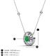 3 - Lillac Iris 0.50 ctw Round Emerald and Baguette Diamond Milgrain Halo Pendant Necklace with Diamond Stations 