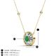 3 - Lillac Iris 0.50 ctw Round Emerald and Baguette Diamond Milgrain Halo Pendant Necklace with Diamond Stations 