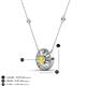 3 - Lillac Iris 0.50 ctw Round Yellow Sapphire and Baguette Diamond Milgrain Halo Pendant Necklace with Diamond Stations 