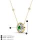 3 - Lillac Iris 0.50 ctw Round Green Garnet and Baguette Diamond Milgrain Halo Pendant Necklace with Diamond Stations 