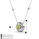 3 - Lillac Iris 0.50 ctw Round Yellow Diamond and Baguette White Diamond Milgrain Halo Pendant Necklace with Diamond Stations 