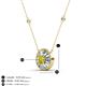 3 - Lillac Iris 0.50 ctw Round Yellow Diamond and Baguette White Diamond Milgrain Halo Pendant Necklace with Diamond Stations 